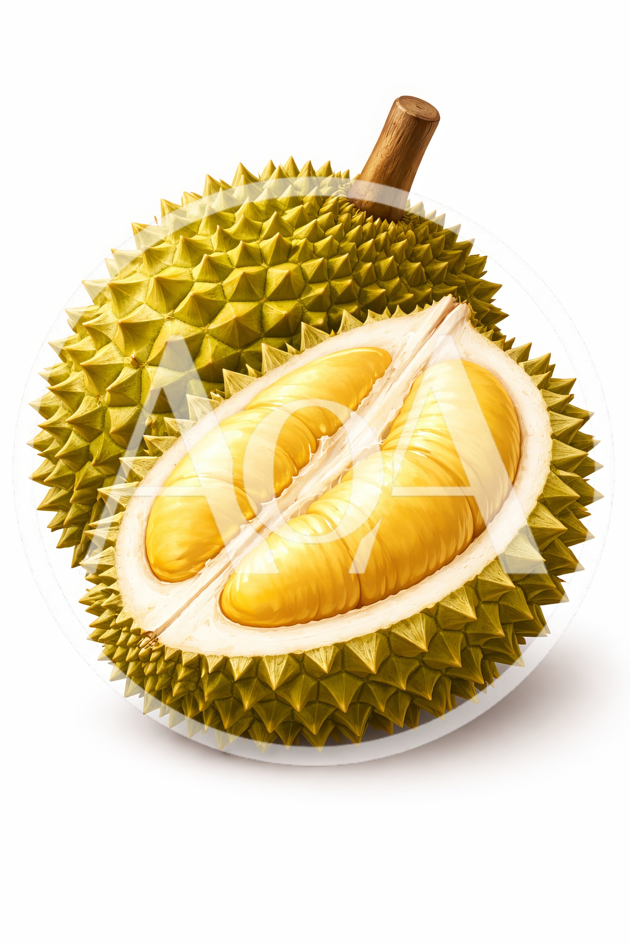 Whole And Sliced Durian Fruit On White Background