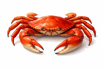 Vibrant Red Crab Isolated On White Background