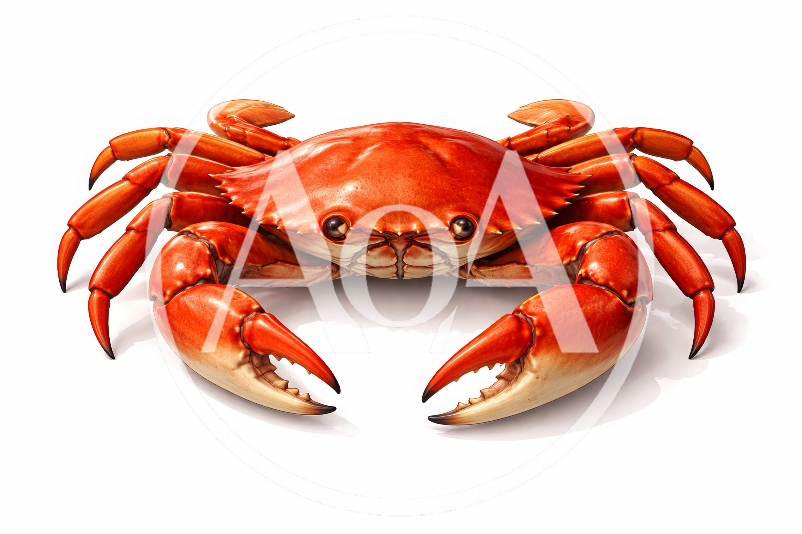 Vibrant Red Crab Isolated On White Background