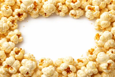 Caramel Popcorn Frame on White Background
