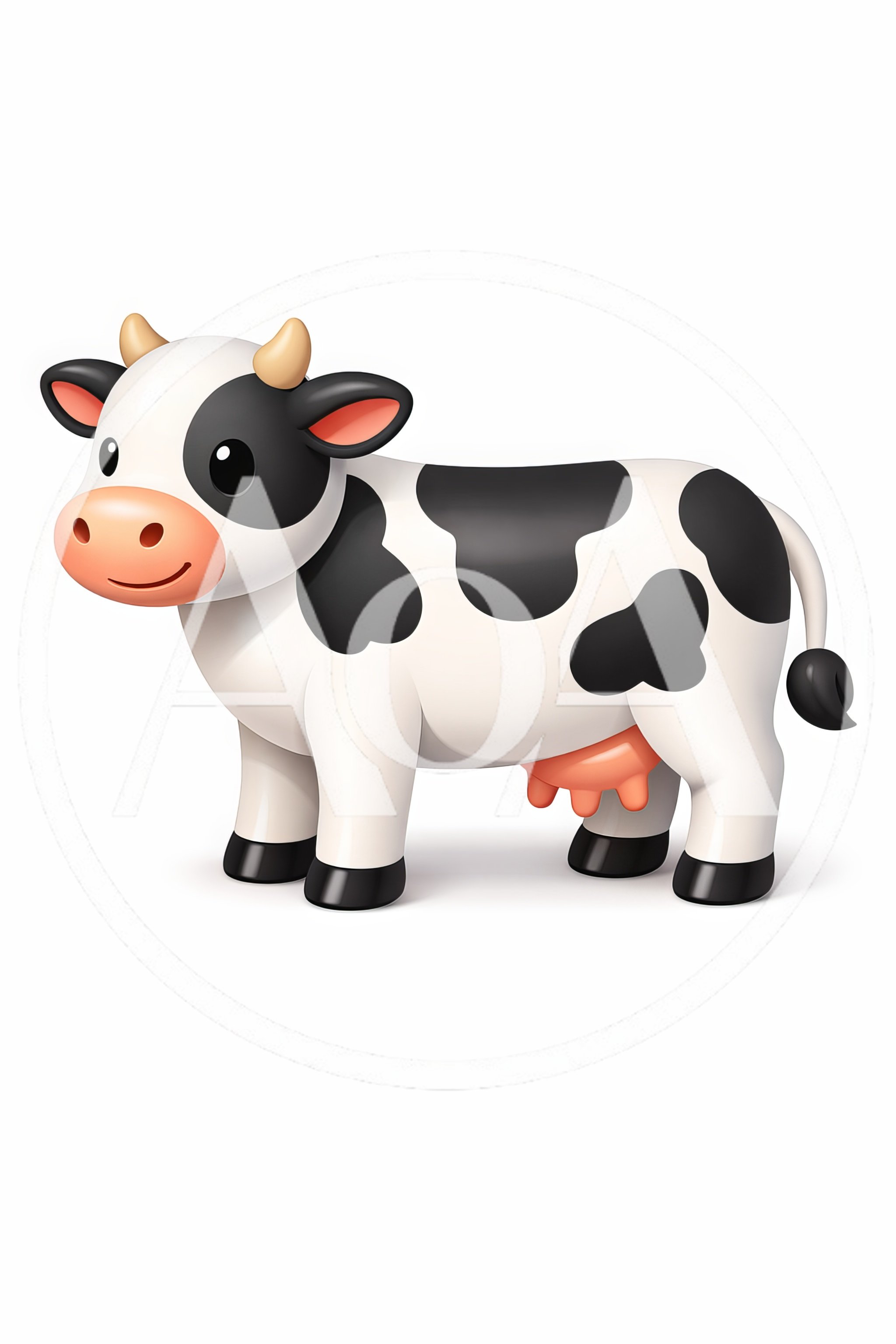 Cute Cartoon Cow Character Isolated On White Background