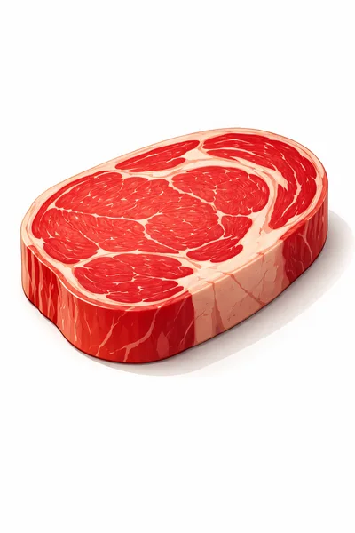 Raw Ribeye Steak Cut Isolated On White Background