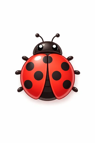 Cute Cartoon Ladybug Illustration On White Background
