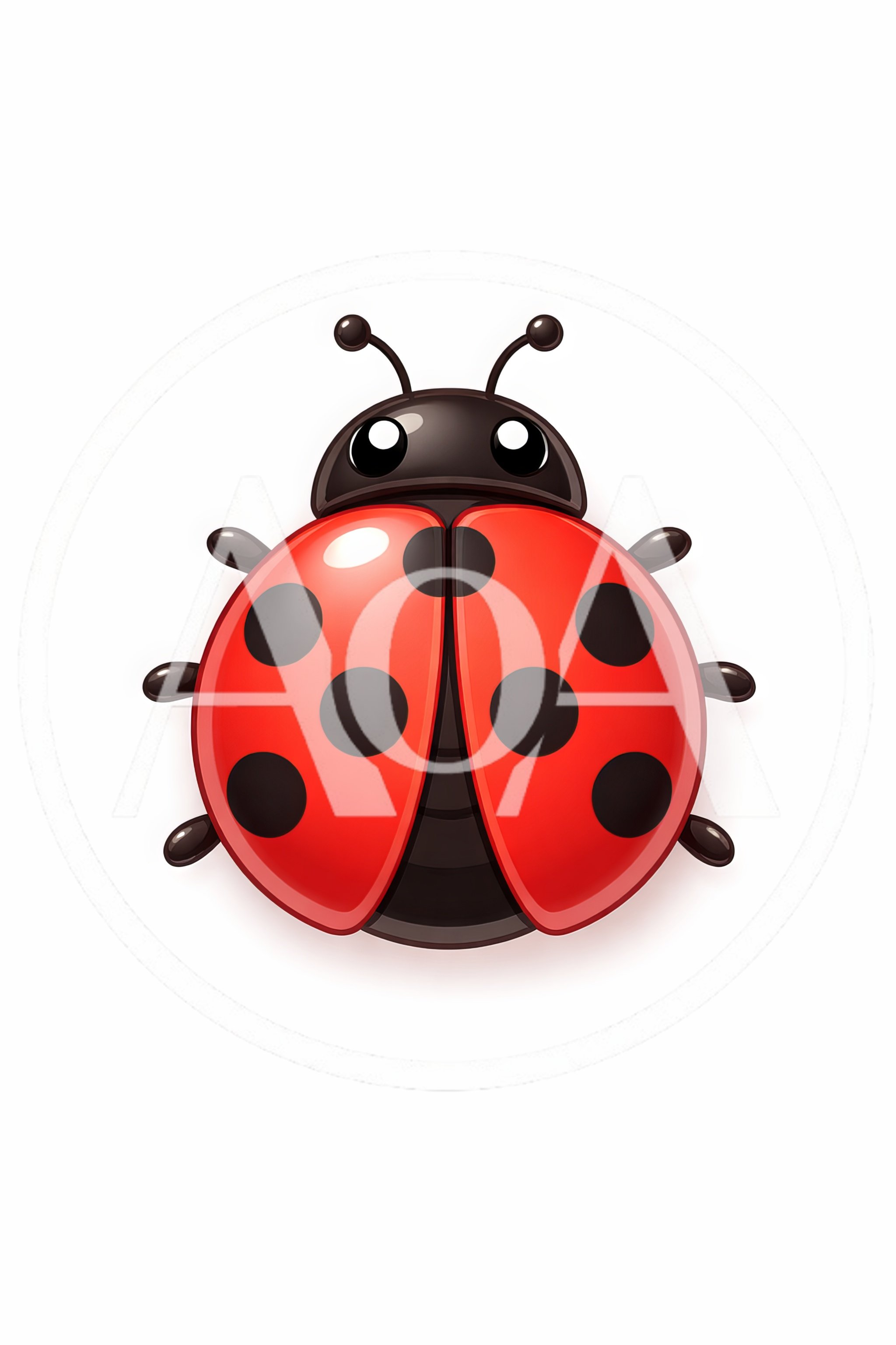 Cute Cartoon Ladybug Illustration On White Background