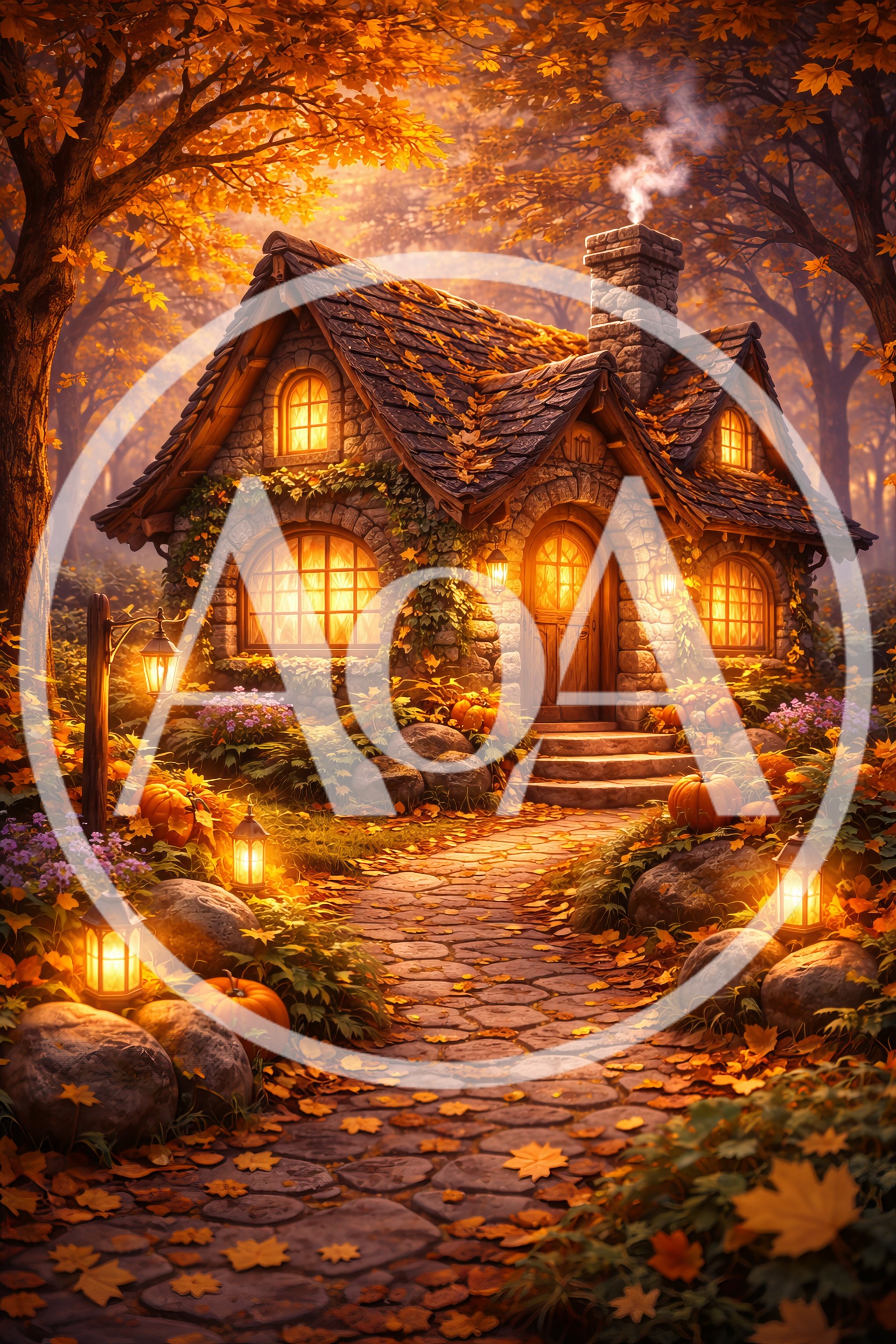 Cozy Stone Cottage In An Autumn Forest