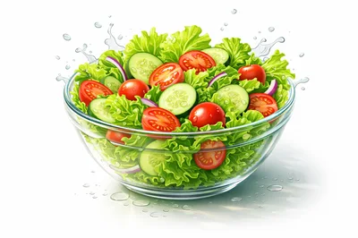 Fresh Garden Salad In A Glass Bowl