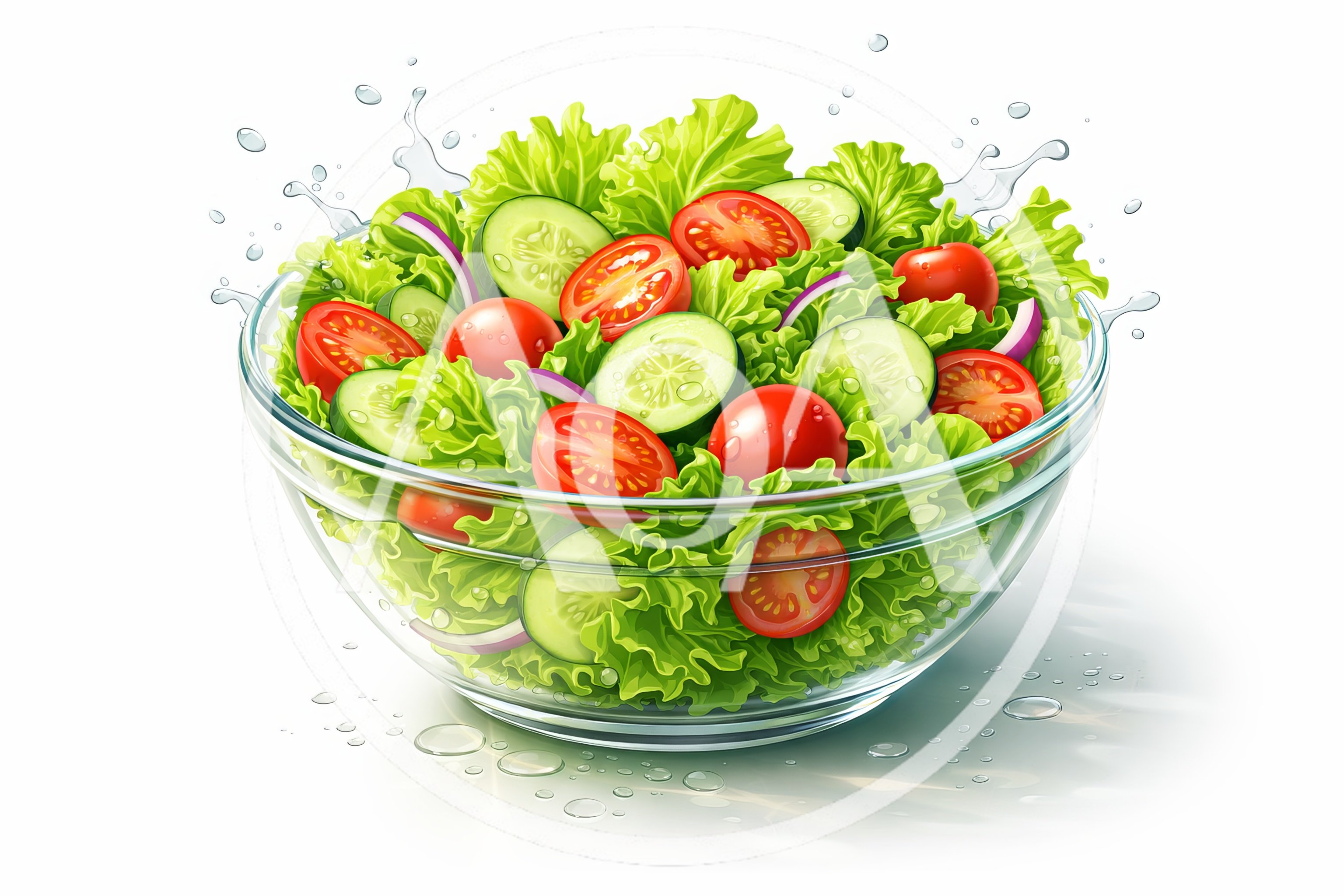 Fresh Garden Salad In A Glass Bowl