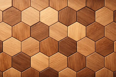 Wooden Hexagonal Wall Panel Texture Background