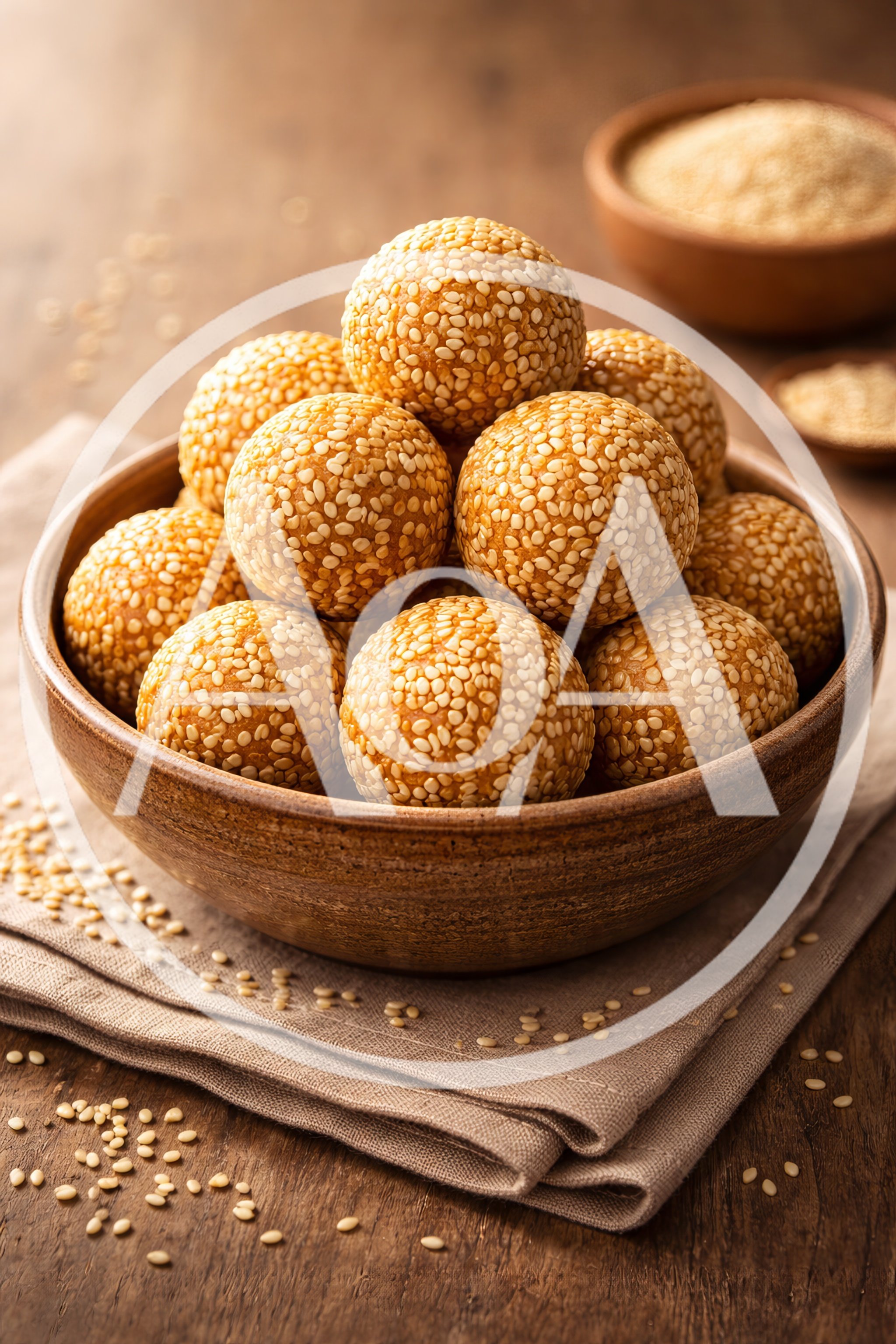 Bowl Of Golden Sesame Seed Balls