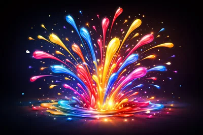 Abstract Colorful Liquid Paint Explosion
