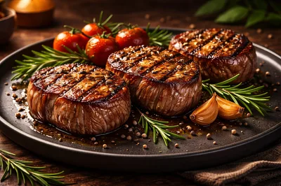 Grilled Beef Steaks With Rosemary And Garlic