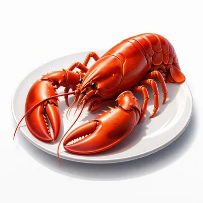Whole Cooked Red Lobster Served On A White Plate