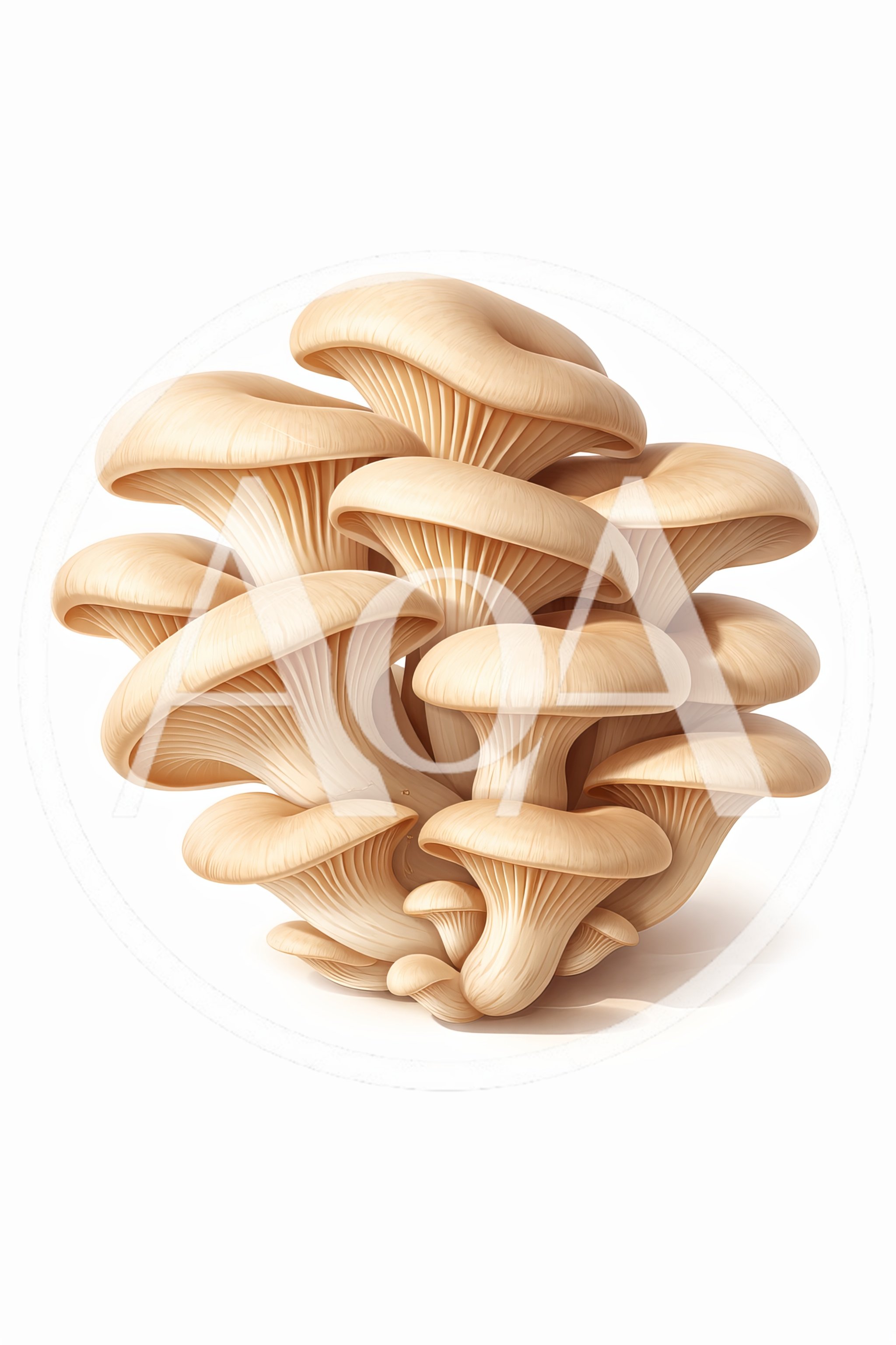 Cluster Of Fresh Oyster Mushrooms On White Background