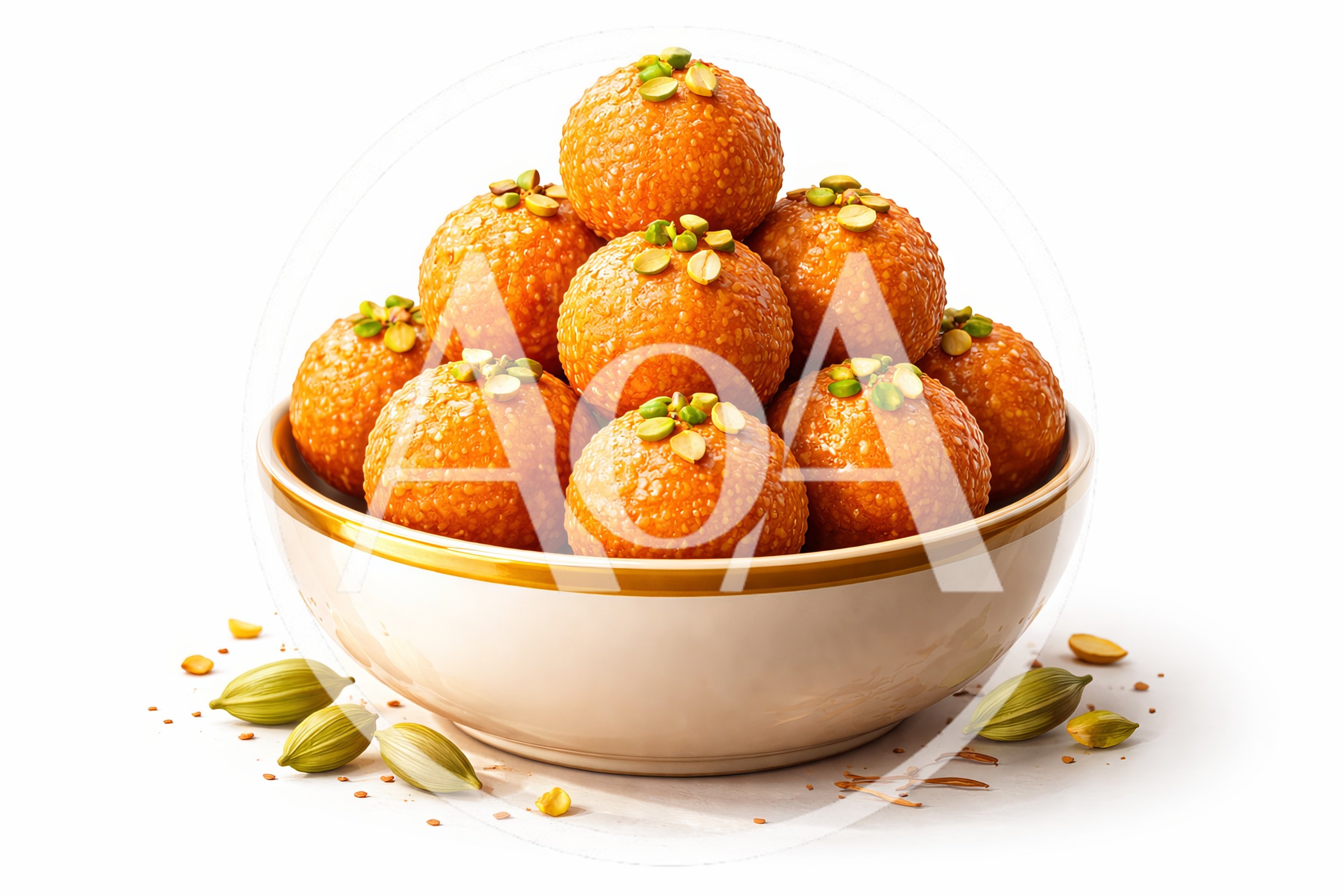 Bowl Of Traditional Indian Motichoor Laddu Sweets