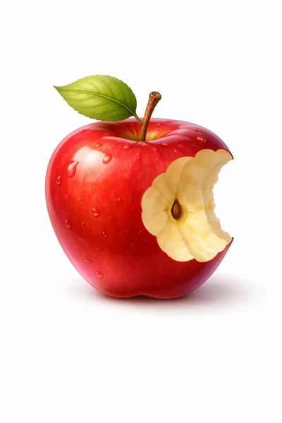 Red Apple With A Single Bite Taken Out