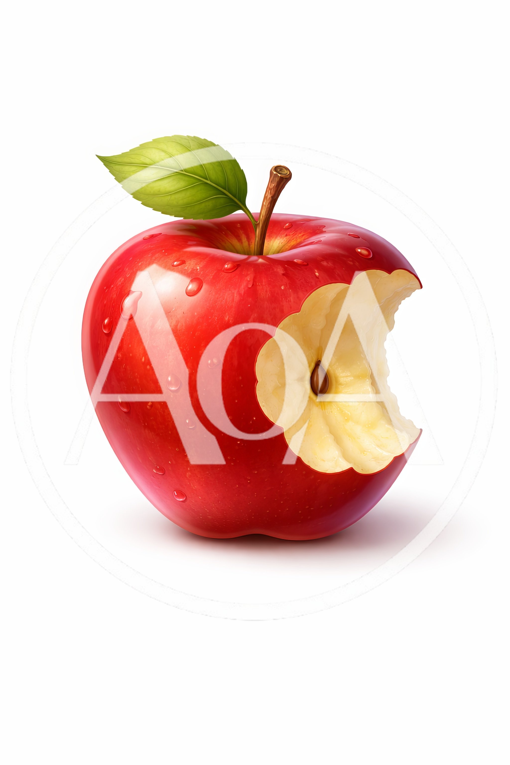 Red Apple With A Single Bite Taken Out