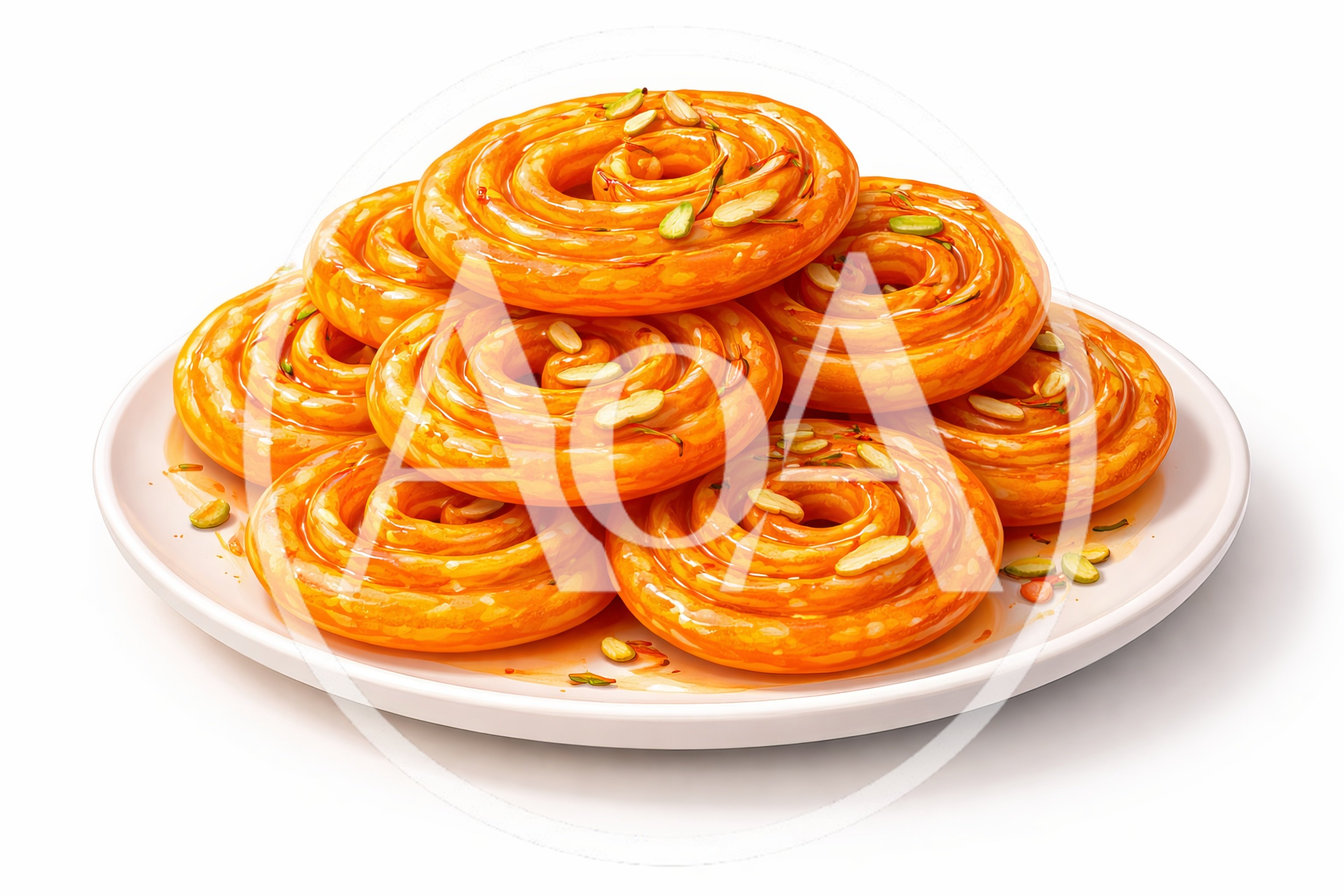 Stack of Sweet Orange Jalebi on White Plate