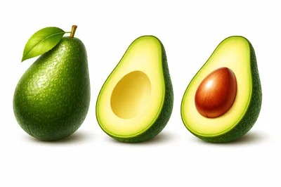 Fresh Whole And Sliced Avocados On White Background