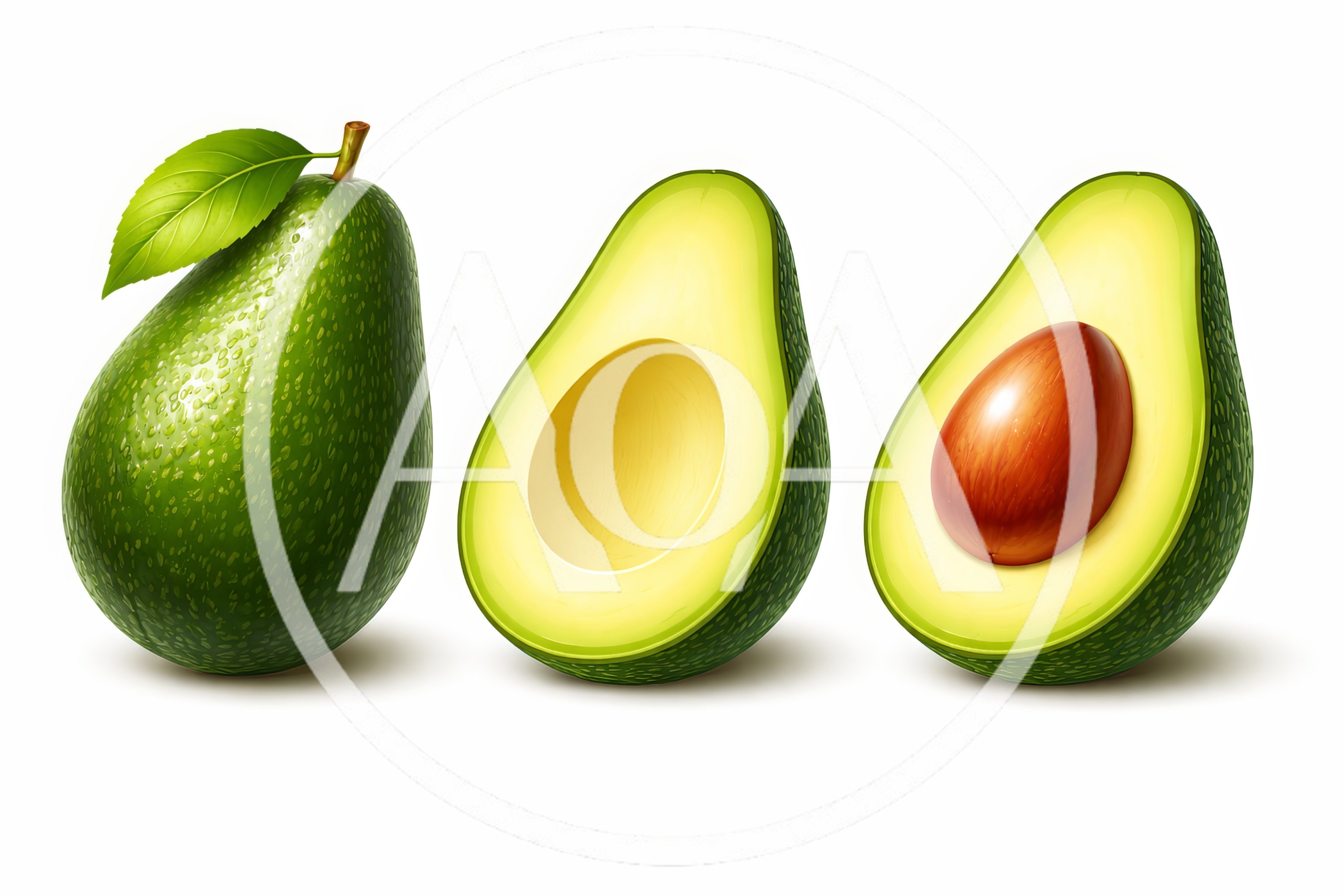 Fresh Whole And Sliced Avocados On White Background