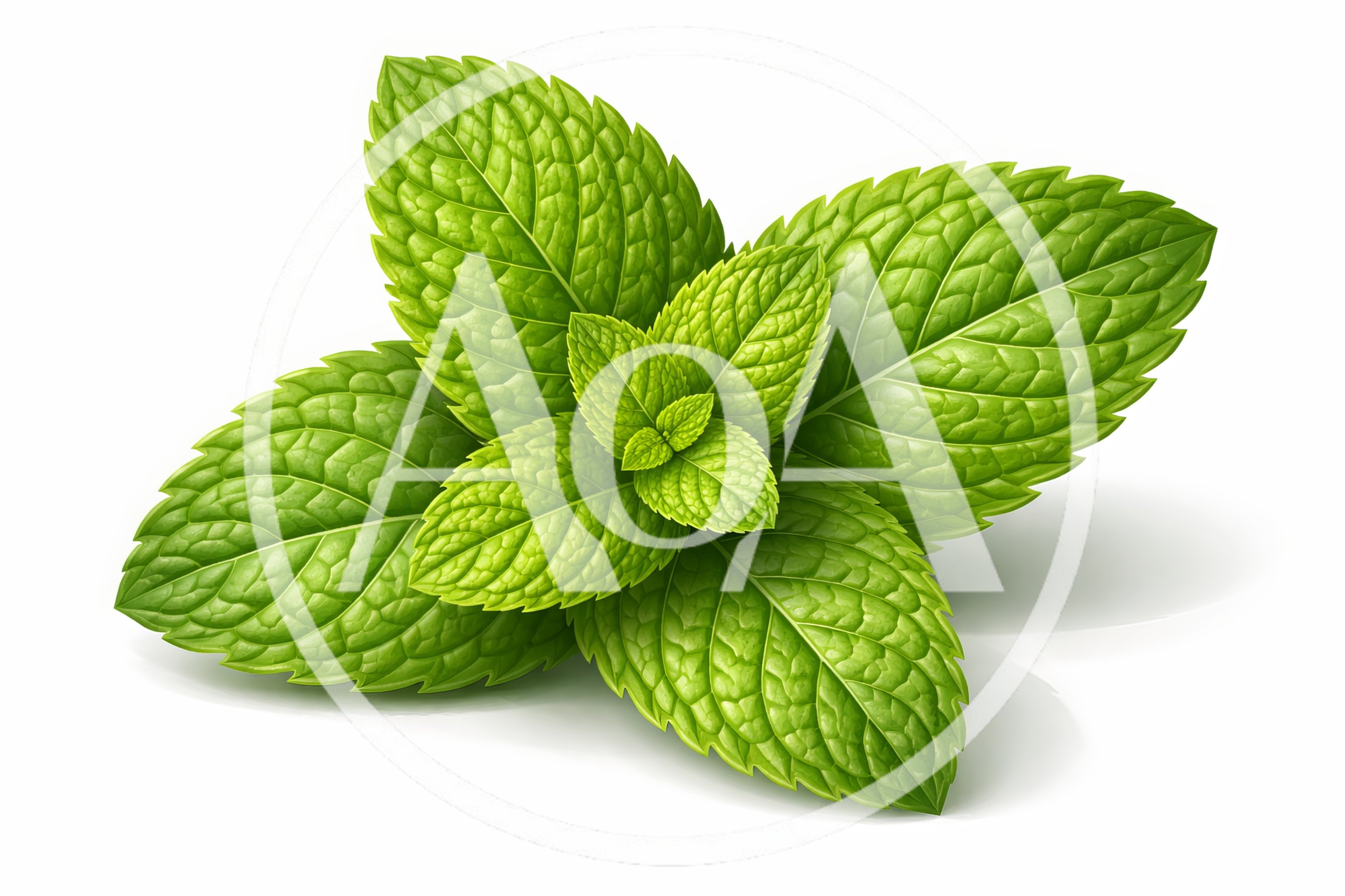 Fresh Green Mint Leaves Isolated On White Background