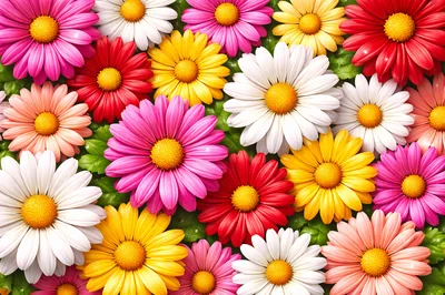 Vibrant Multicolored Daisy Flowers Background