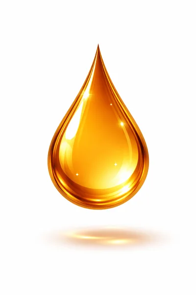 Golden Oil Drop Isolated On White Background
