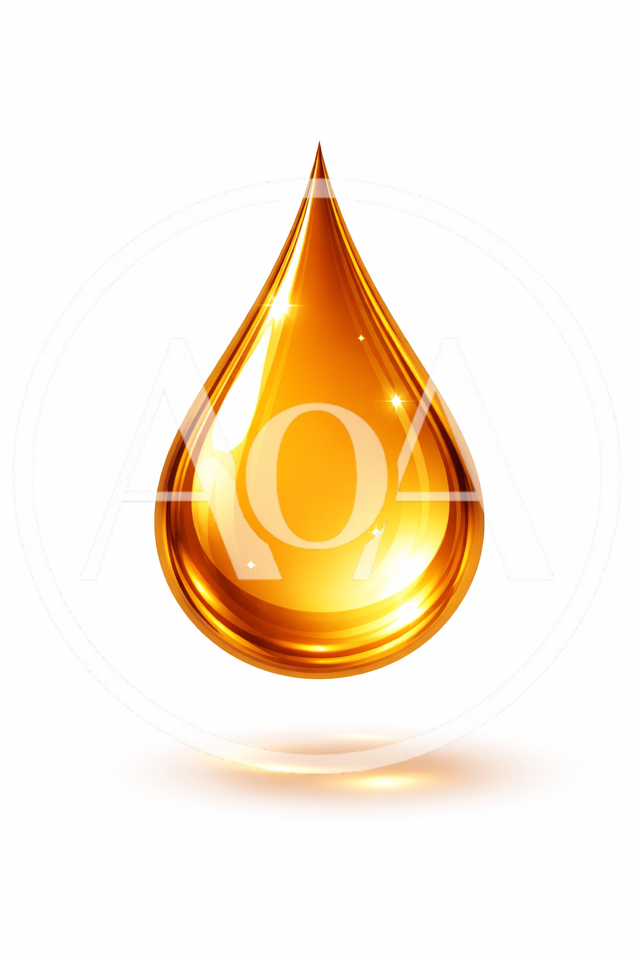Golden Oil Drop Isolated On White Background