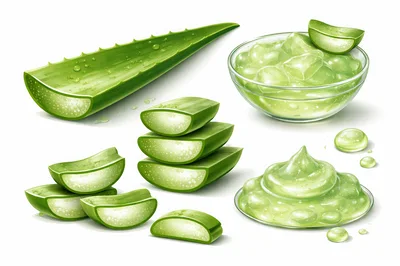 Aloe Vera Plant Leaves and Gel Components