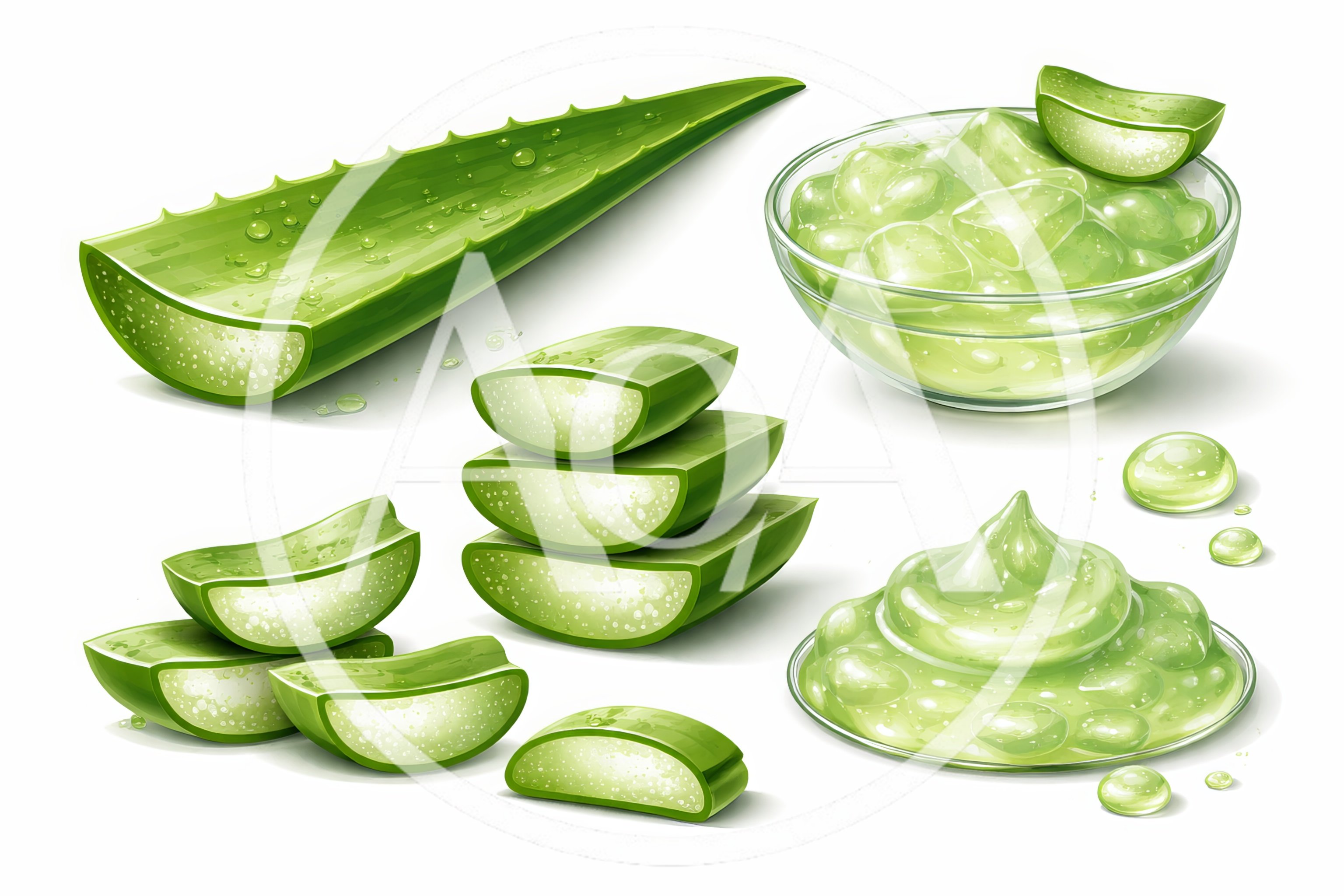 Aloe Vera Plant Leaves and Gel Components