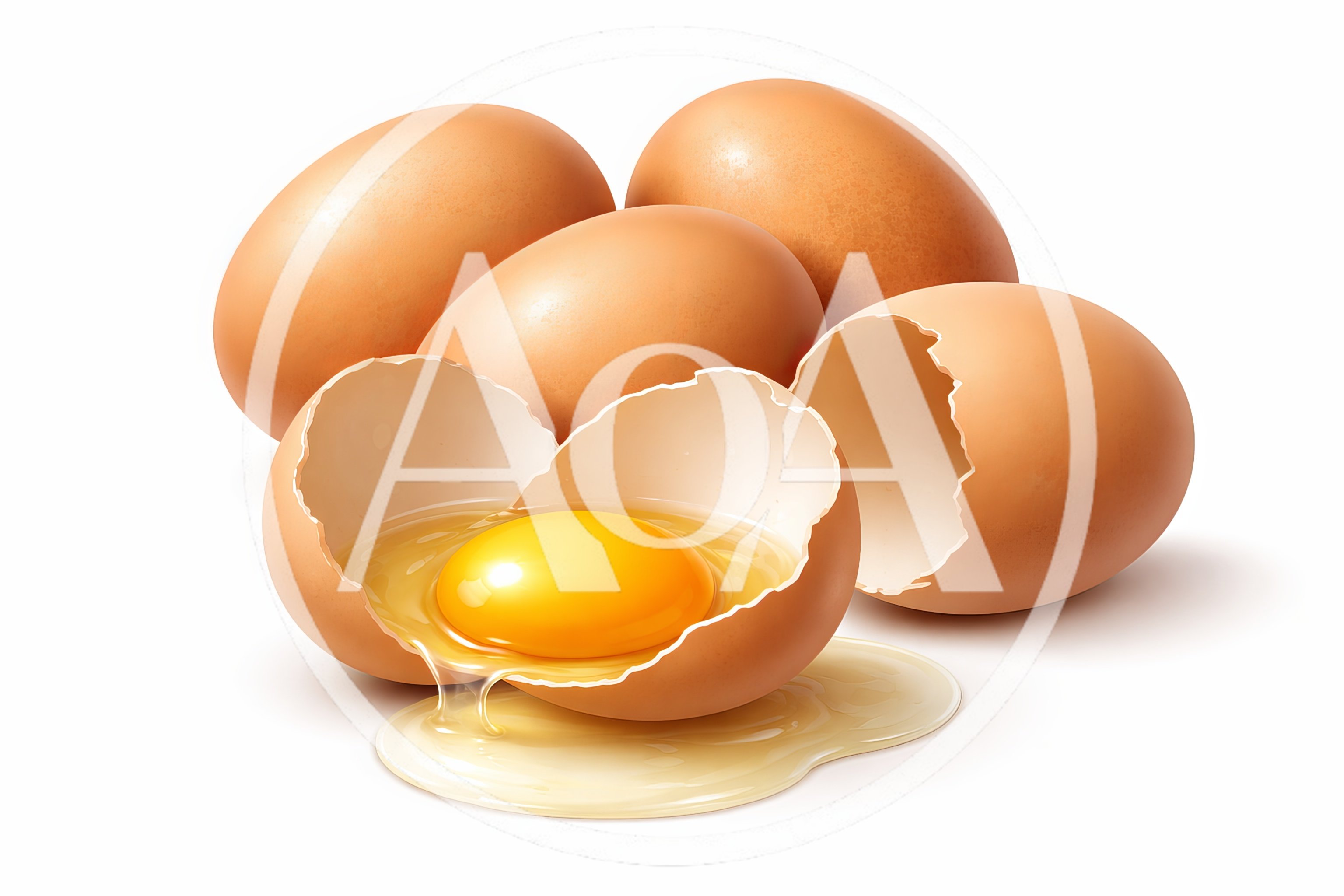 Fresh Brown Eggs With One Cracked Open