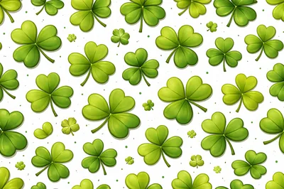 Seamless Pattern of Green Shamrock Leaves