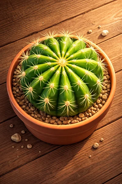 Golden Barrel Cactus In A Terracotta Pot