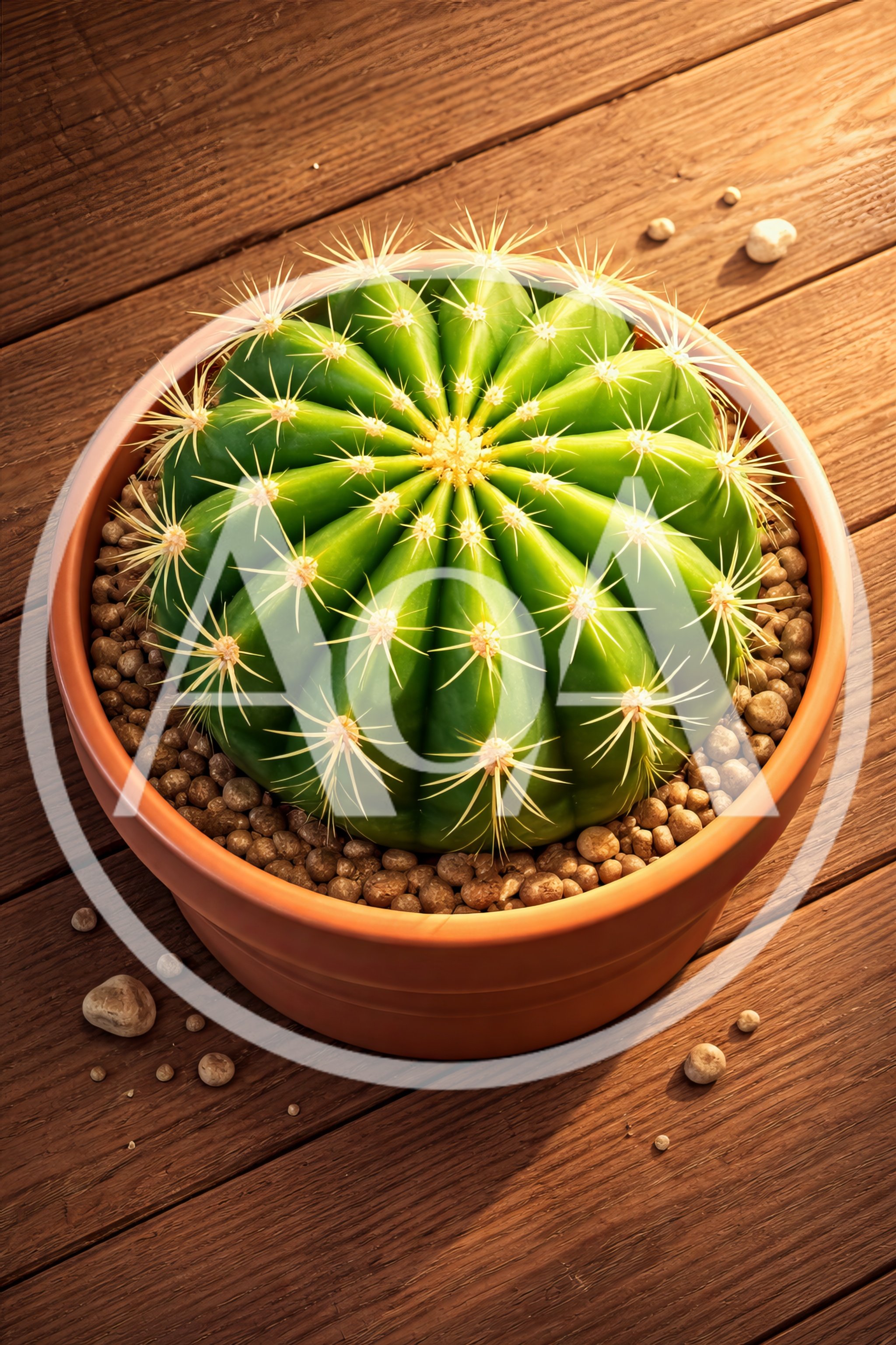 Golden Barrel Cactus In A Terracotta Pot