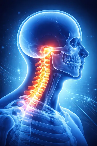 Medical Illustration Of Human Cervical Spine Pain