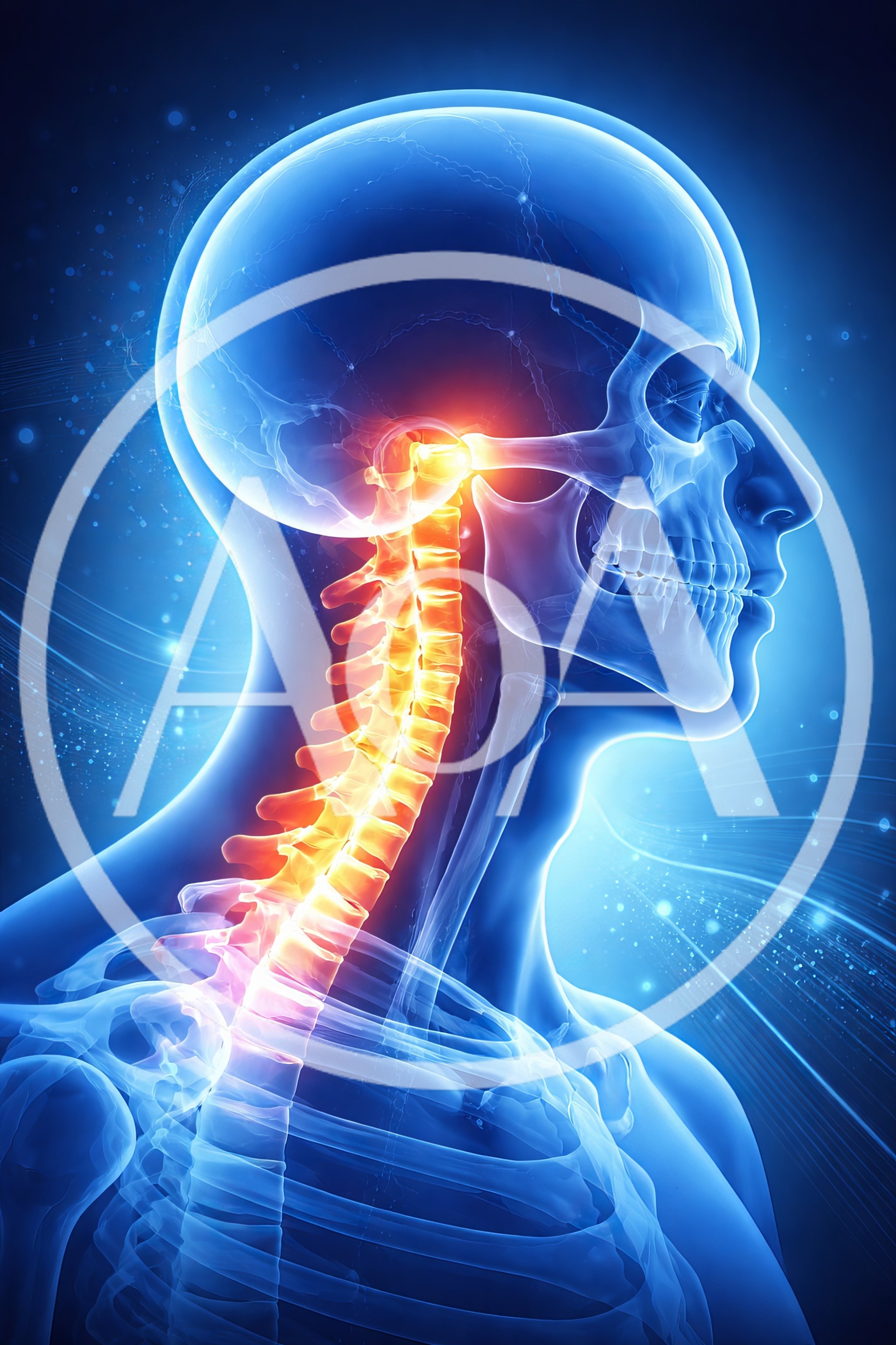 Medical Illustration Of Human Cervical Spine Pain