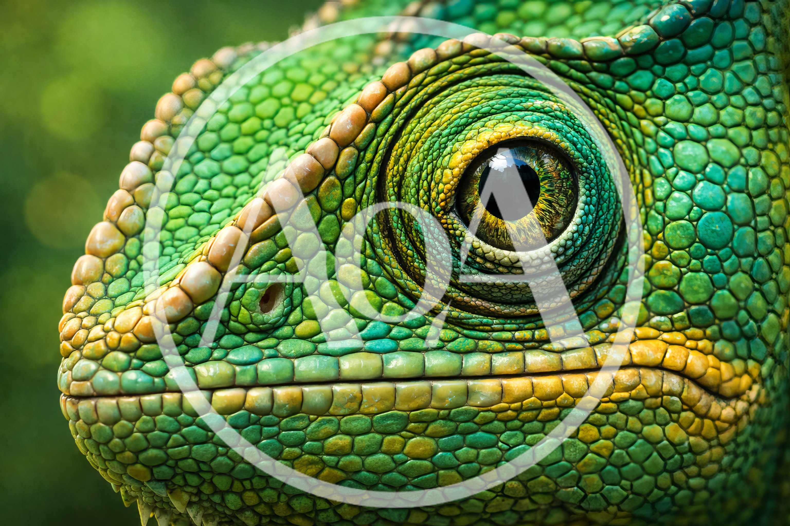 Extreme Close Up Of A Green Chameleon Eye