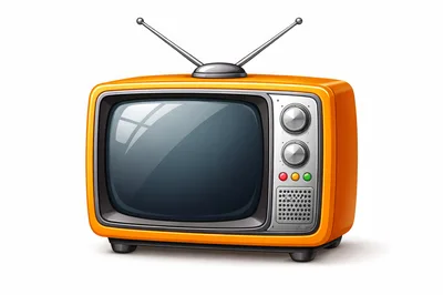Vintage Orange Television Set With Rabbit Ear Antennas