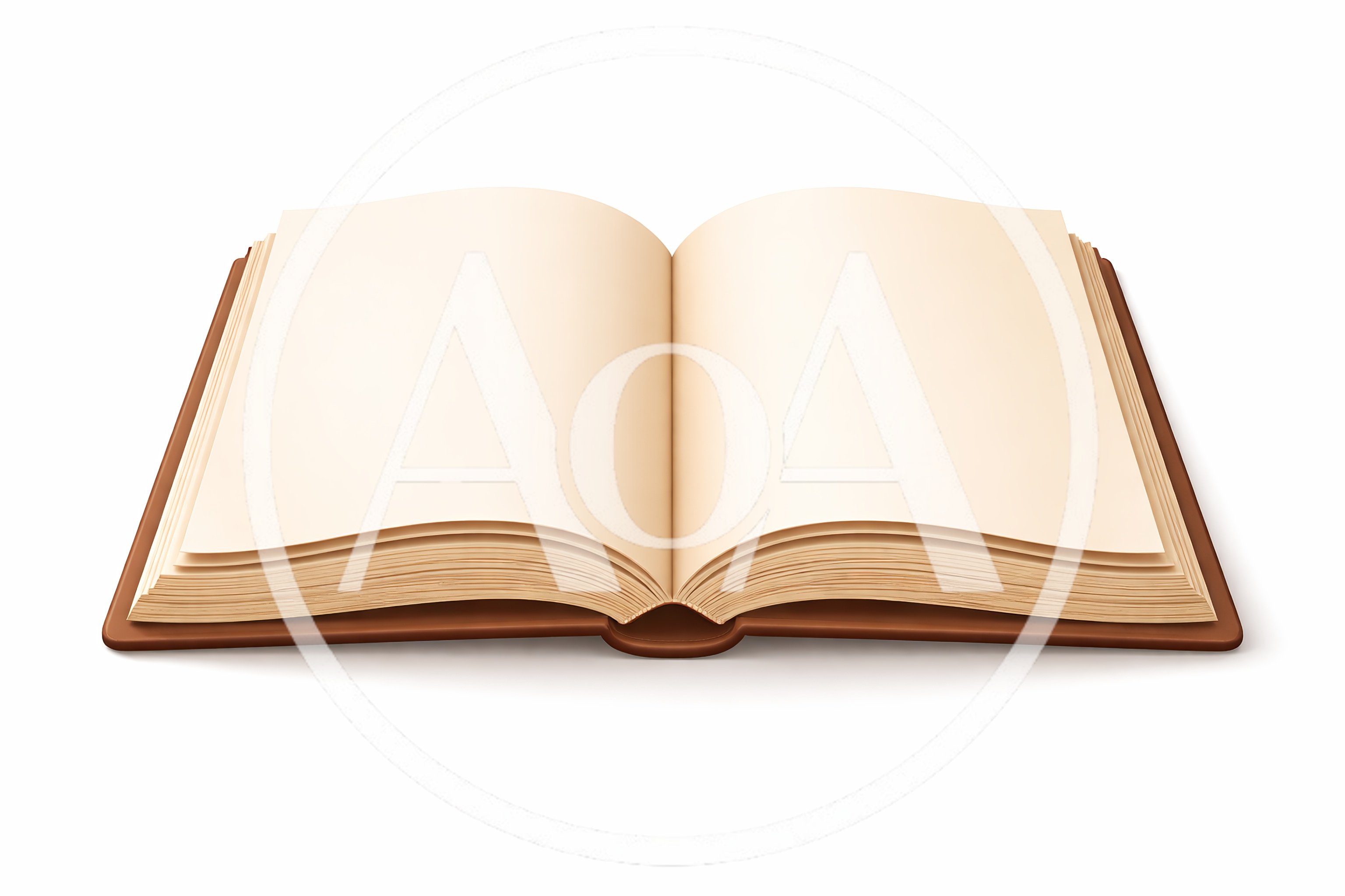 Open Blank Book With Brown Leather Cover