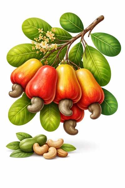 Cashew Fruits And Nuts On A Branch