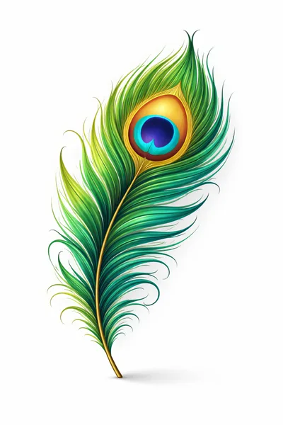 Vibrant Peacock Feather Illustration On White Background