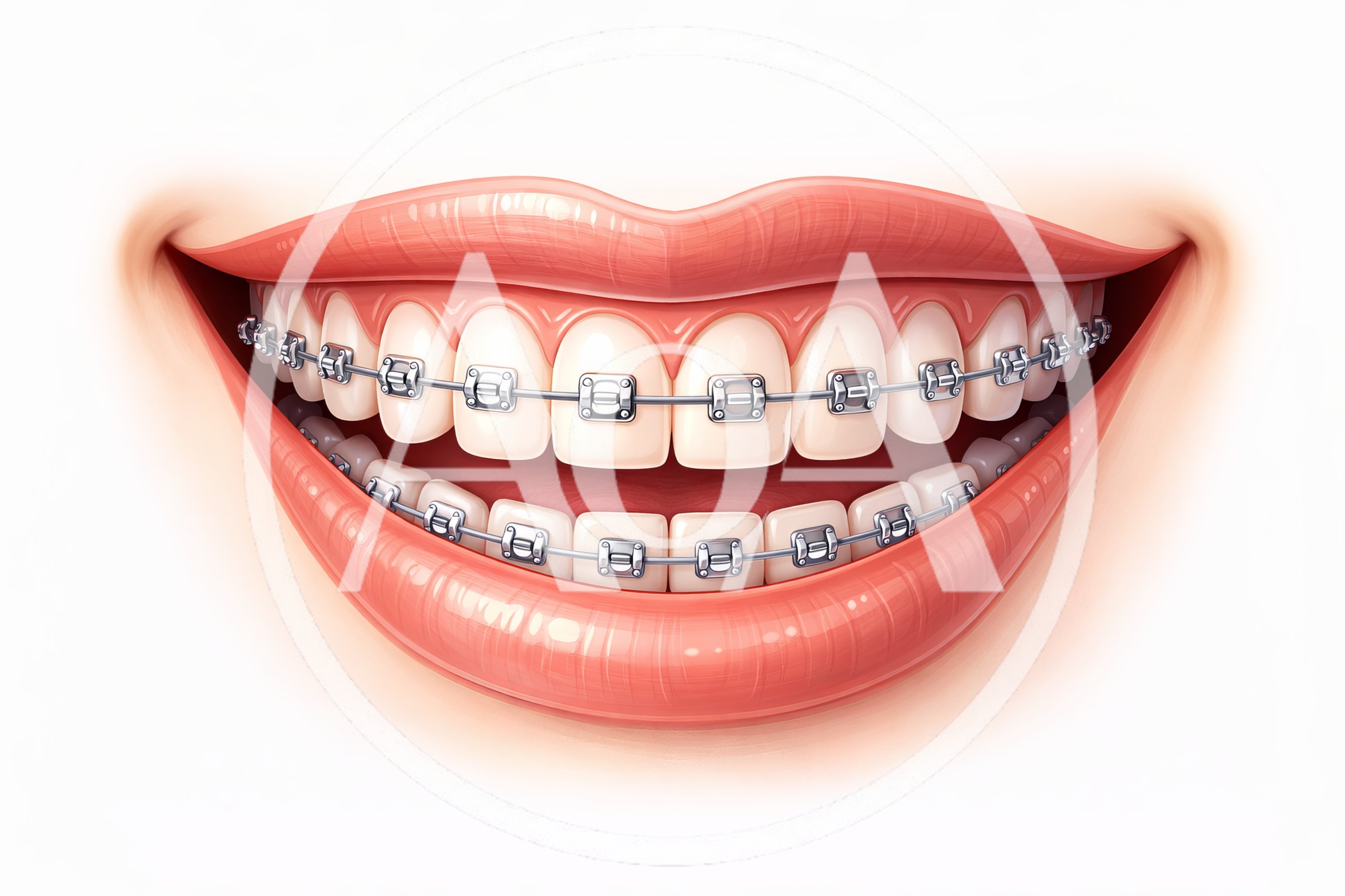 Close Up Of A Smiling Mouth With Metal Braces