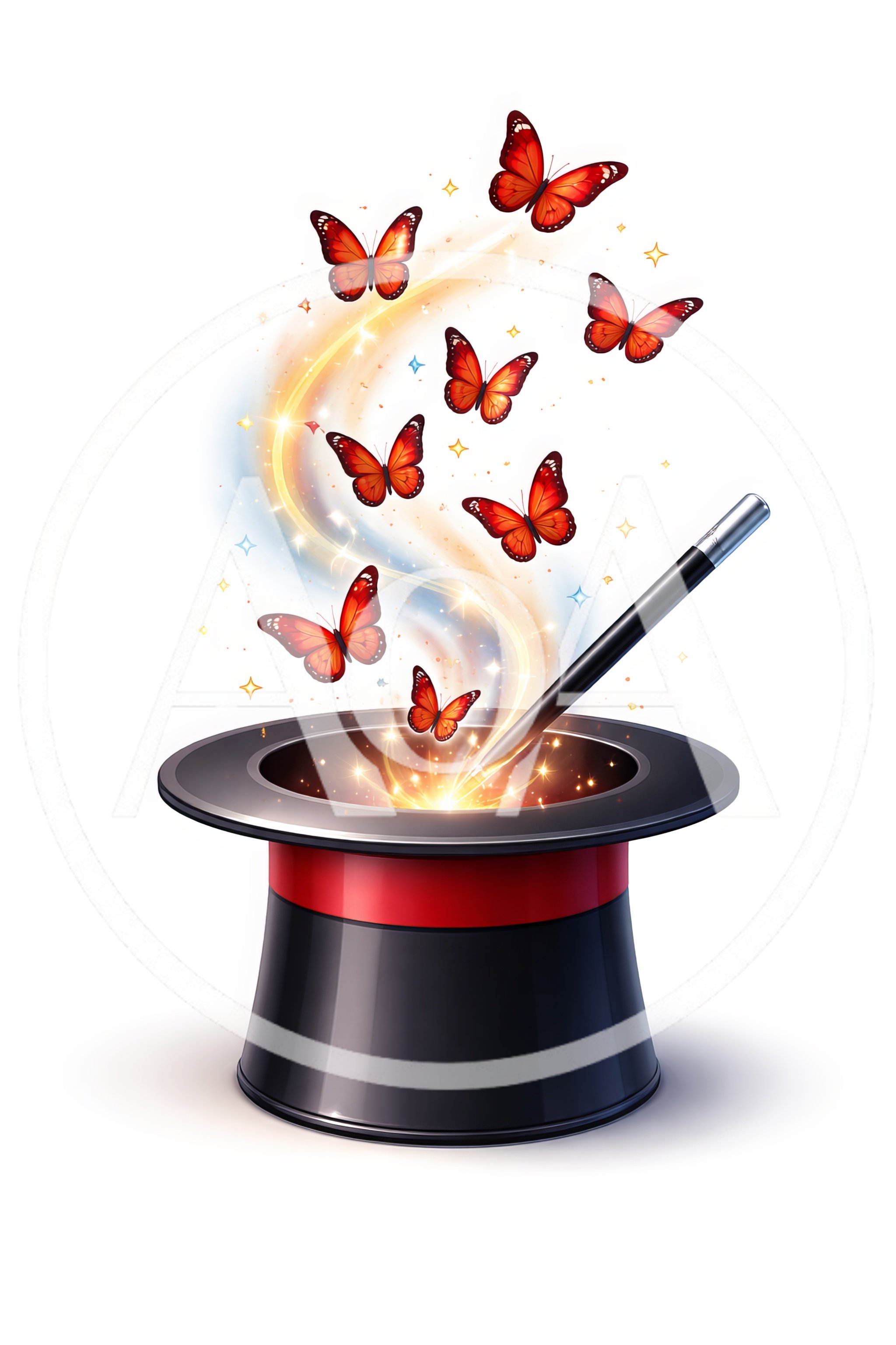 Magic Hat With Butterflies And Wand