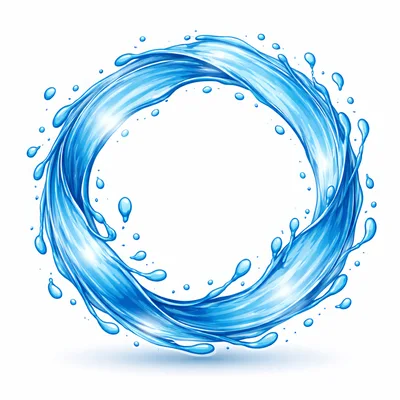 Circular Water Splash Frame Isolated On White
