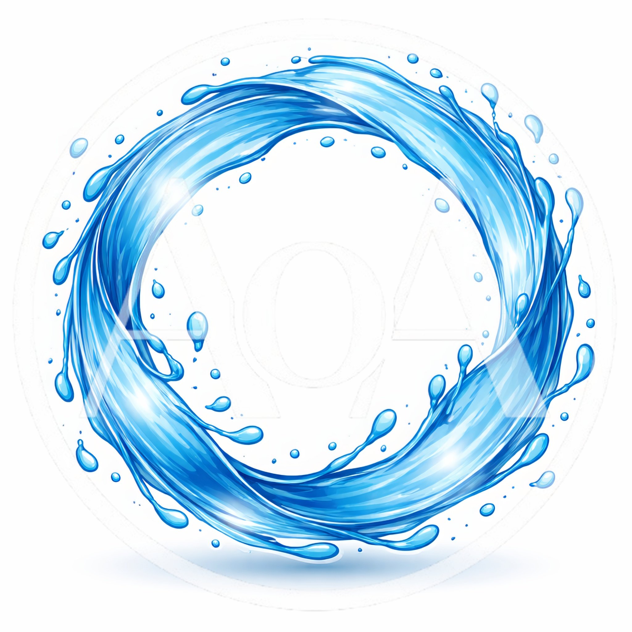 Circular Water Splash Frame Isolated On White