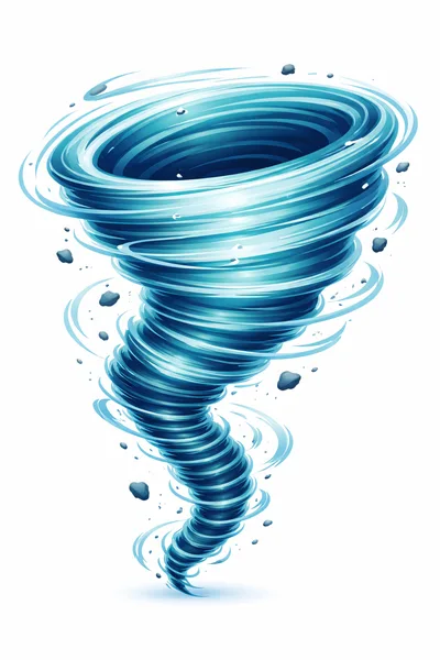 Stylized Blue Tornado With Floating Debris