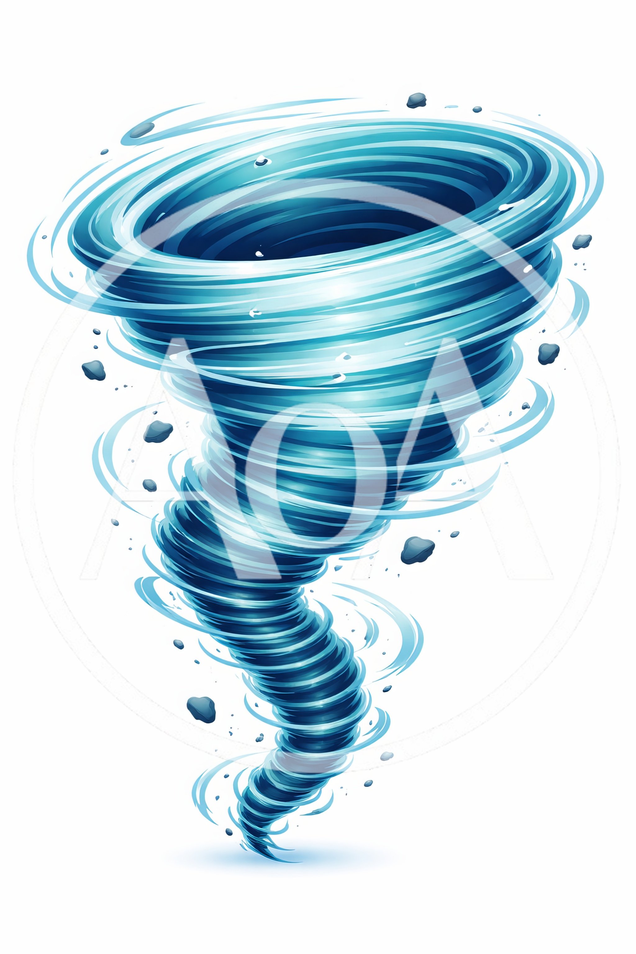 Stylized Blue Tornado With Floating Debris