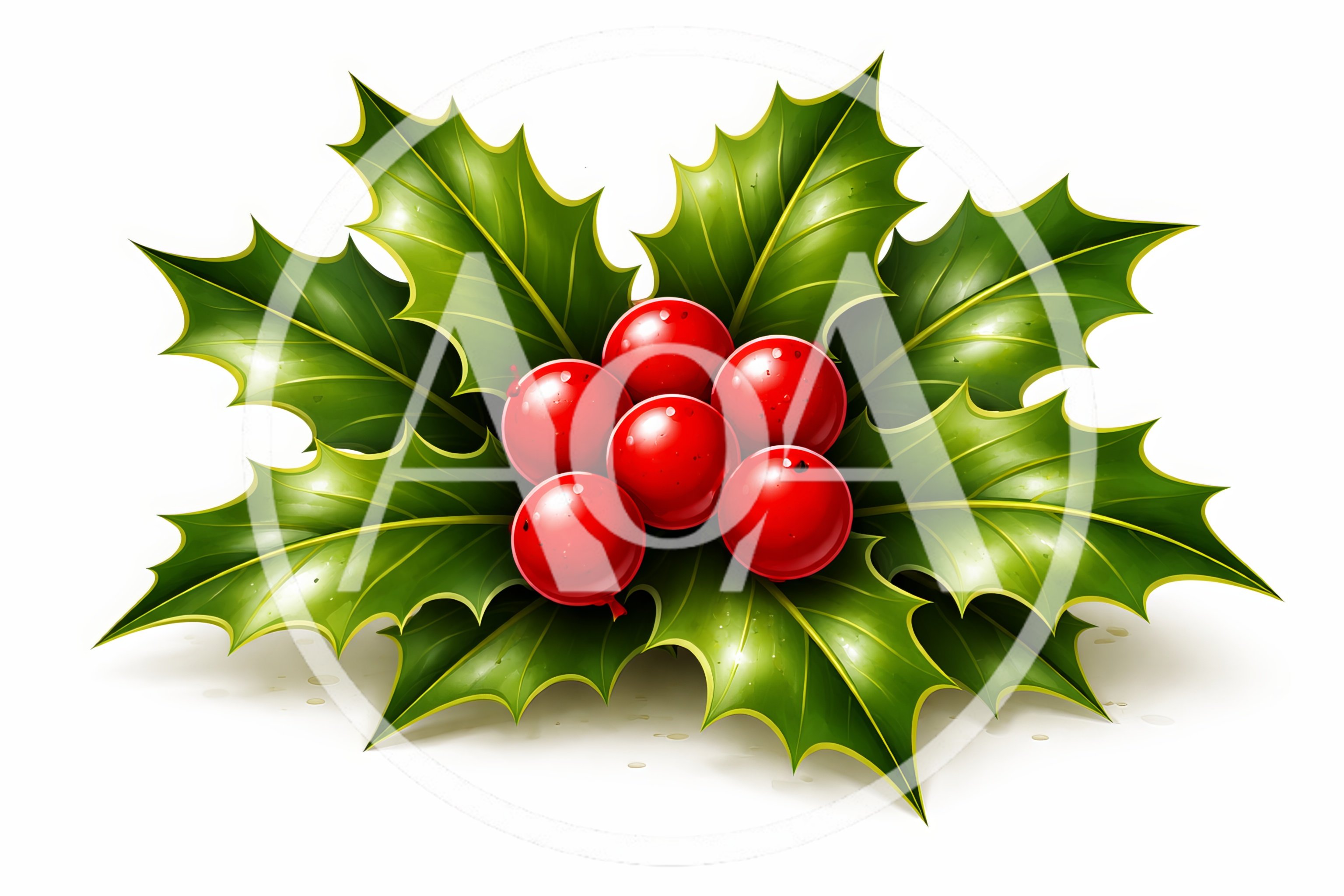 Festive Holly Leaves And Red Berries Illustration