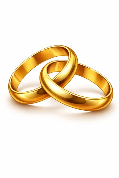 Two Interlocked Shiny Gold Wedding Rings
