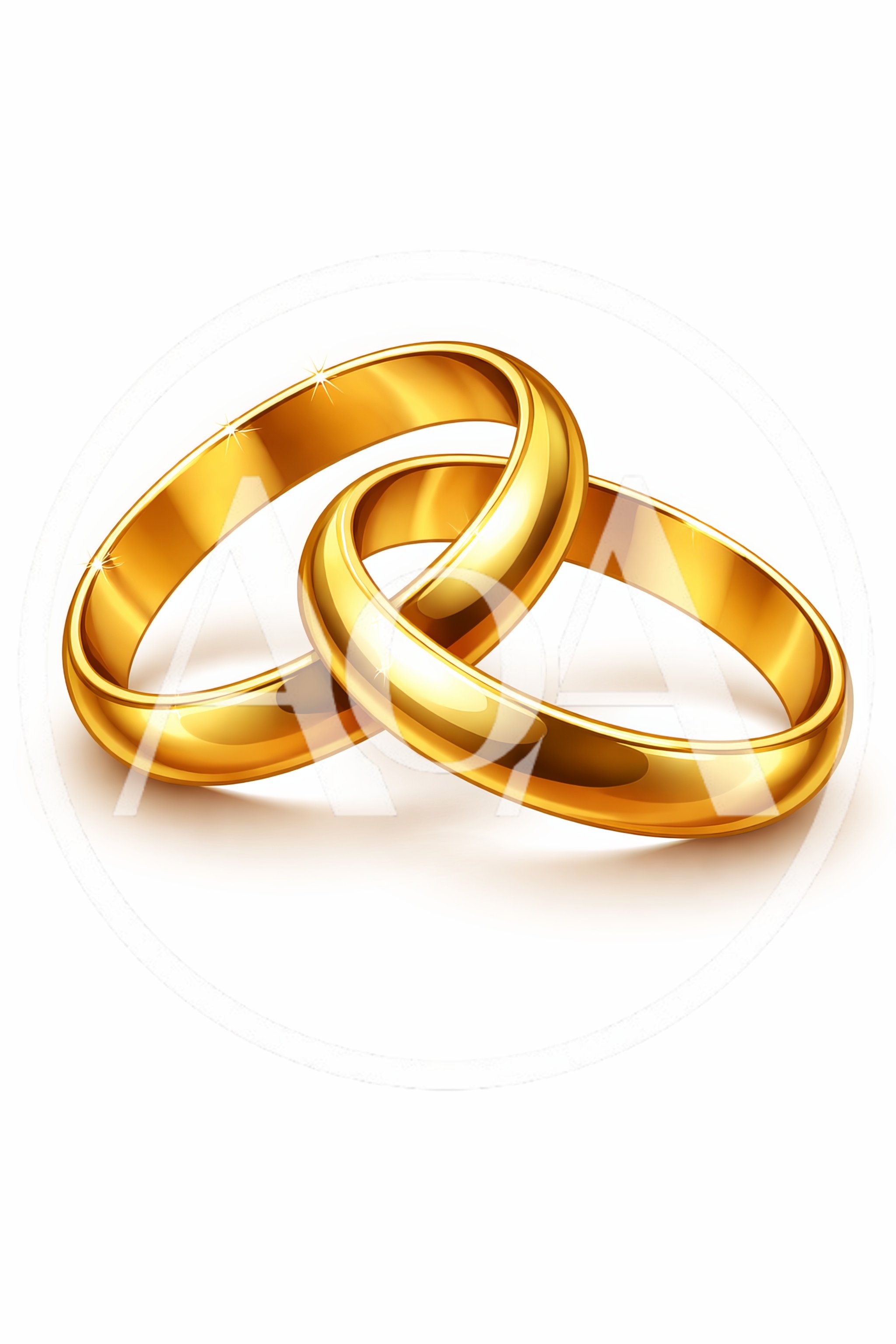Two Interlocked Shiny Gold Wedding Rings
