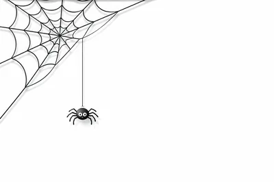Cute Cartoon Spider Hanging From A Web